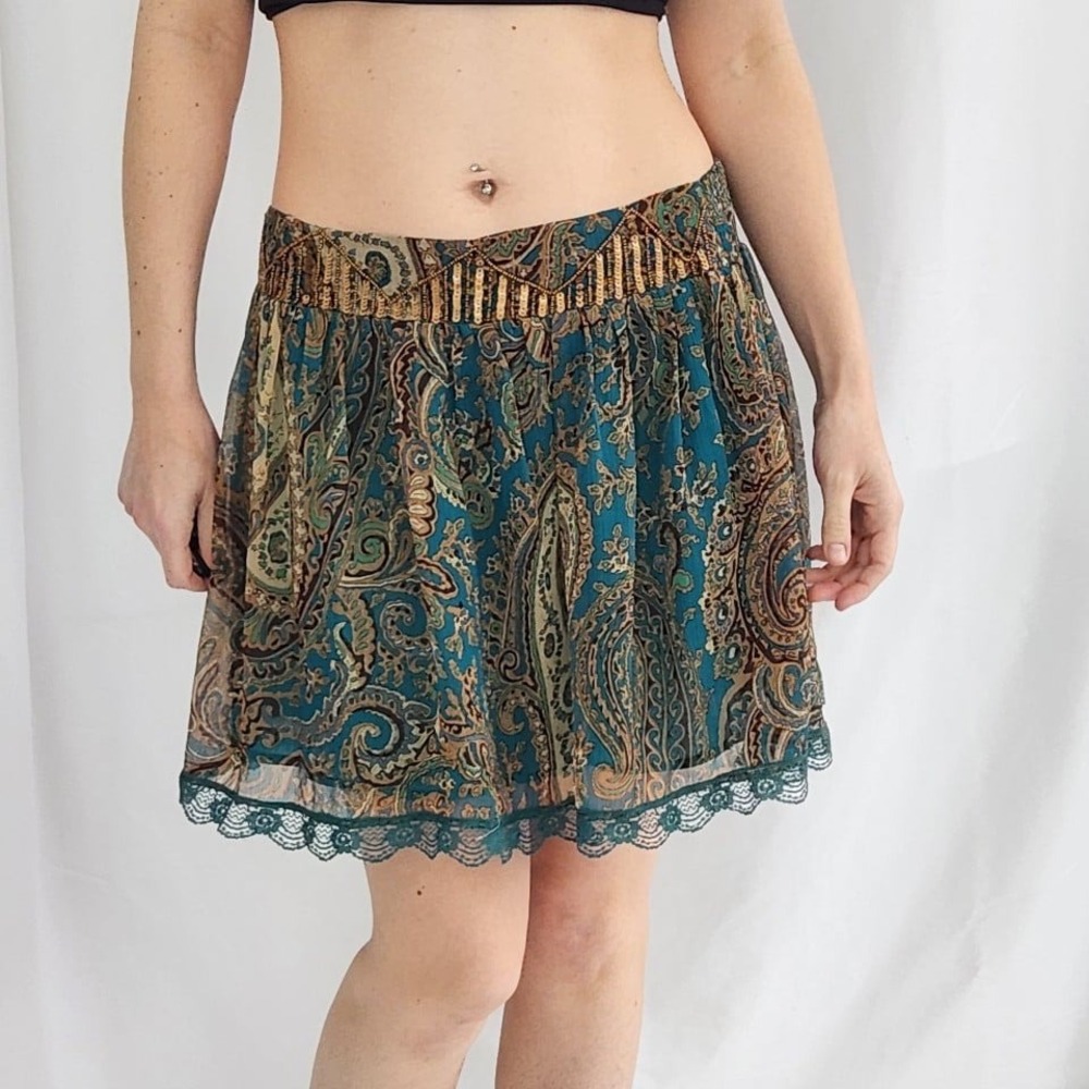 Y2K Deadstock Teal Boho Skirt‎